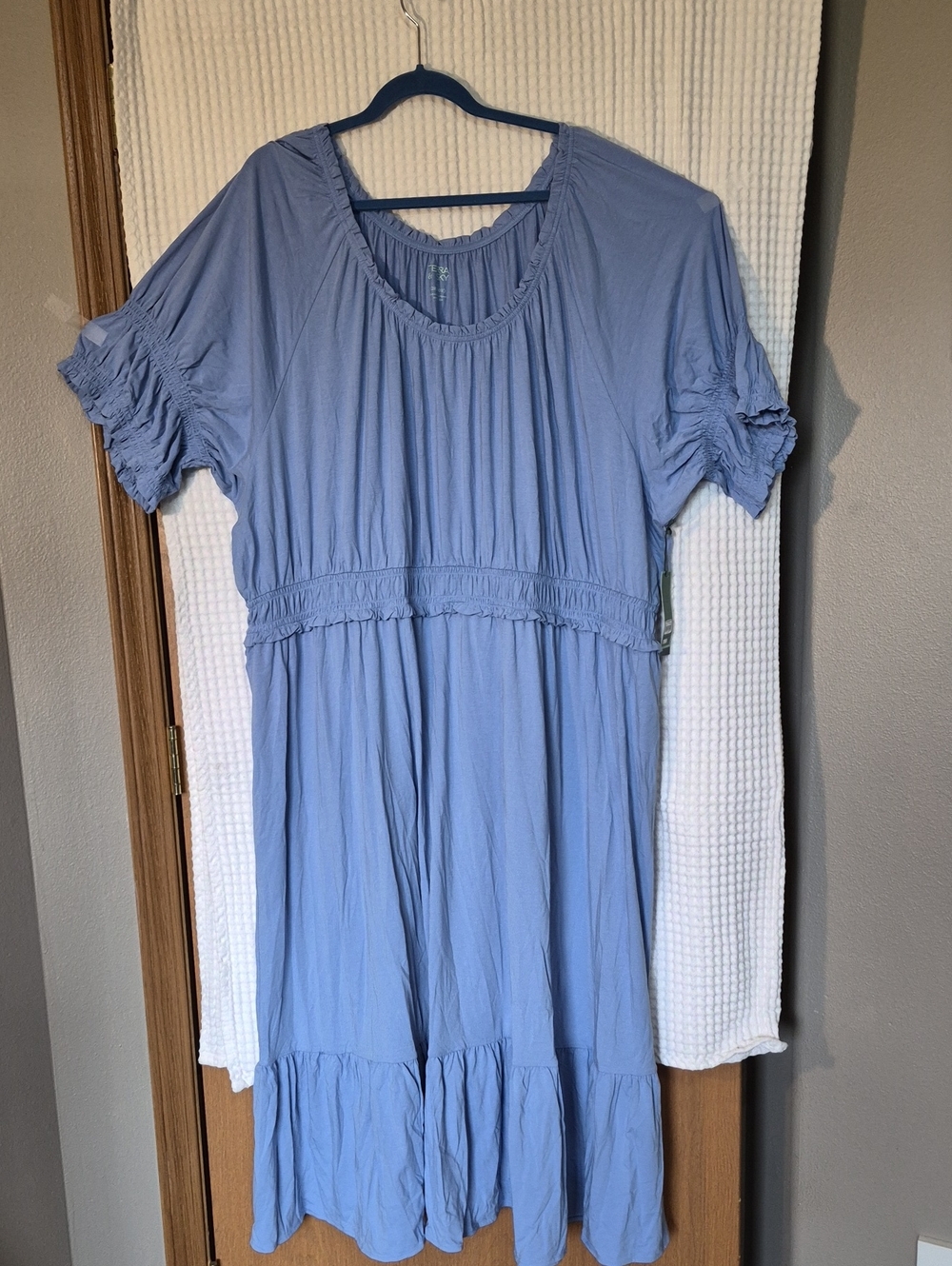 Terra & Sky Light Blue Short Sleeve Tiered Dress